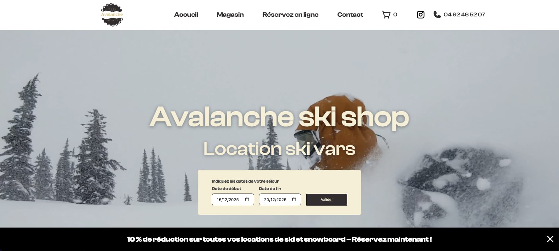 Aperçu du site Avalanche Ski Shop